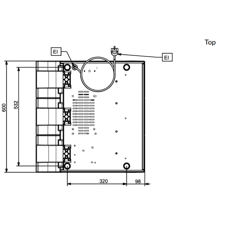 Crathco Model No. I‐PRO 3E Frozen Granita Dispenser top dimensions