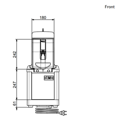 Crathco Model No. SP1 slush and cold cream dispenser front dimensions