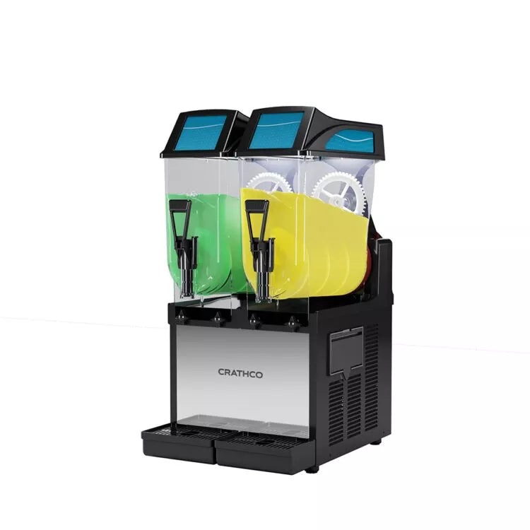 Crathco FROSTY 2 slushy machine with green and yellow slushy