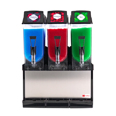 Crathco FROSTY 3 slushy machine with red green and blue slushy