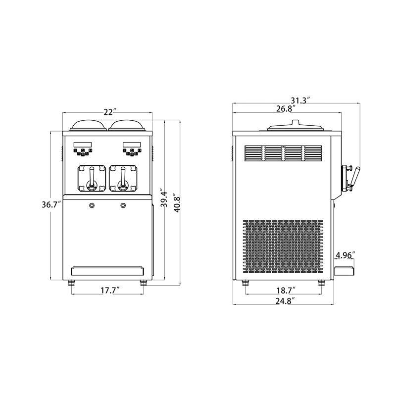Pasmo America S727 Slush Machine Dimensions