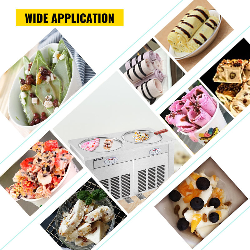 VEVOR Commercial Rolled Ice Cream Machine 17.7 round applications