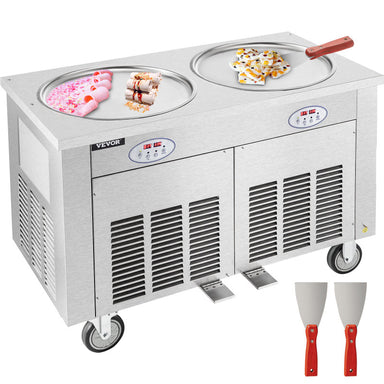 VEVOR Commercial Rolled Ice Cream Machine 17.7 round front