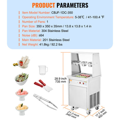 VEVOR Fried Ice Cream 13.8 square specs