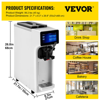 VEVOR Soft Serve 10 20LpH Ice Cream Machine specifications