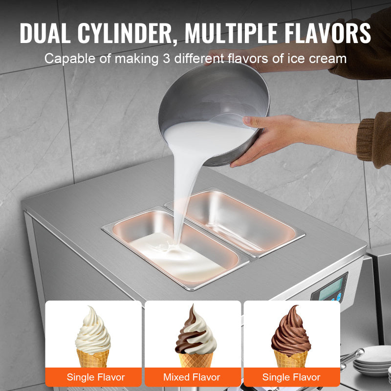 VEVOR Soft Serve 21QTpH Ice Cream Machine flavors