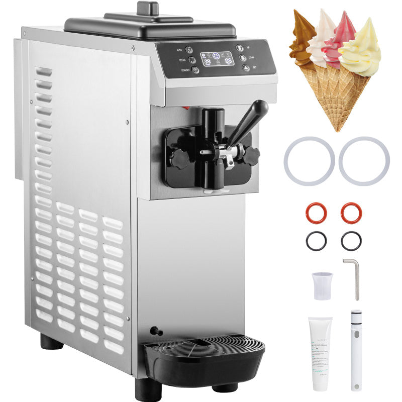 VEVOR Commercial Soft Serve Ice Cream Frozen Yogurt Machine Single-Flavor 3.4Gal/H Yield Countertop Pre-Cooling LED Intelligent Panel