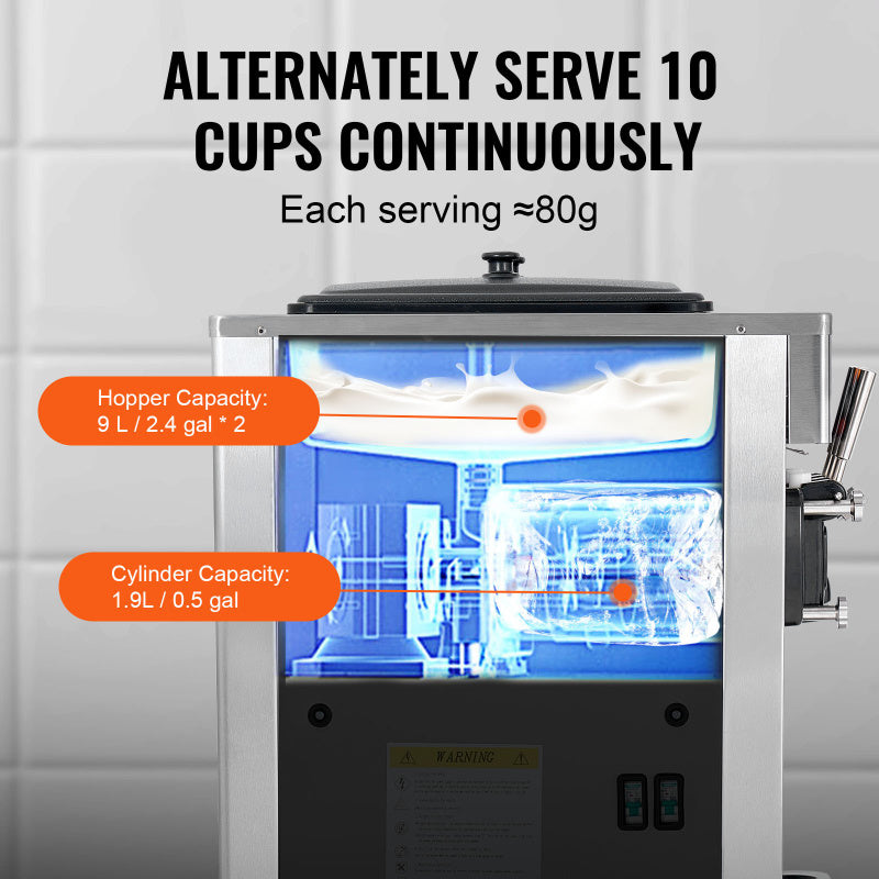 VEVOR Soft Serve 34 44 LpH Ice Cream Machine capacity