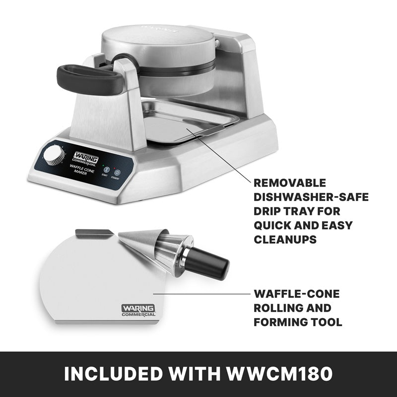 Waring WWCM180 included drip tray and waffle cone forming tool